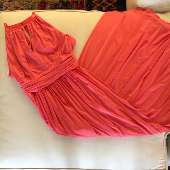 Coral Maxi Bridesmaid Dress - Picture 2 of 3